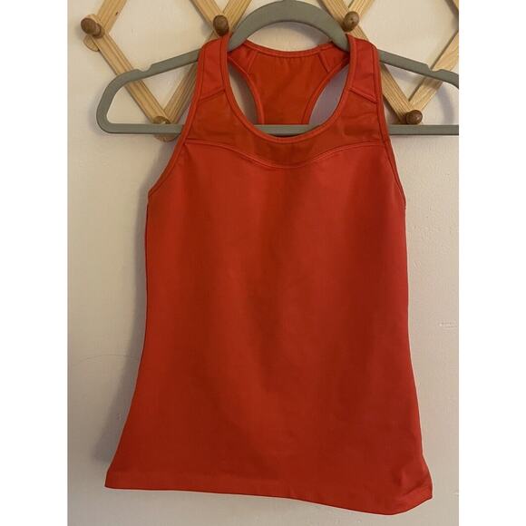 Athleta Top Women's Small Orange Workout Tank Activewear Mesh Back Cut Out - Picture 2 of 8